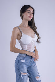 Bralet de encaje de tirantes con leyenda