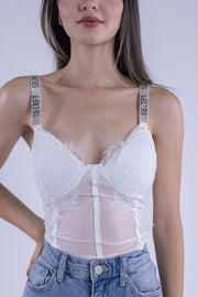 Bralet de encaje de tirantes con leyenda