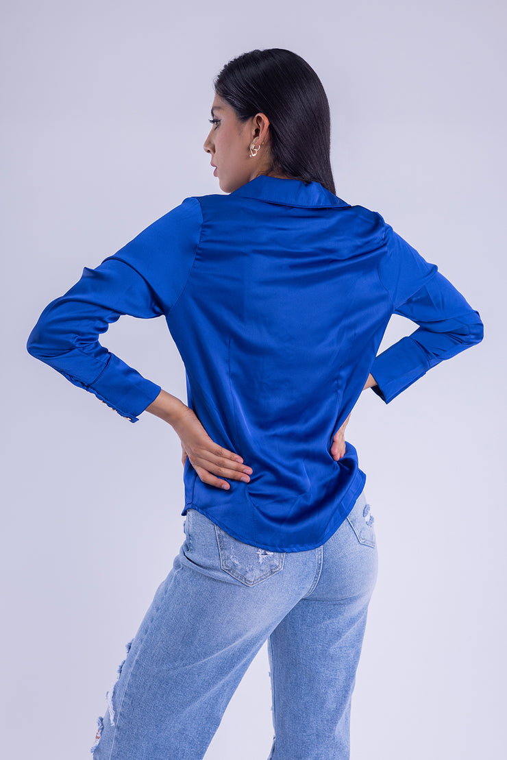 Blusa de vestir tipo satinada
