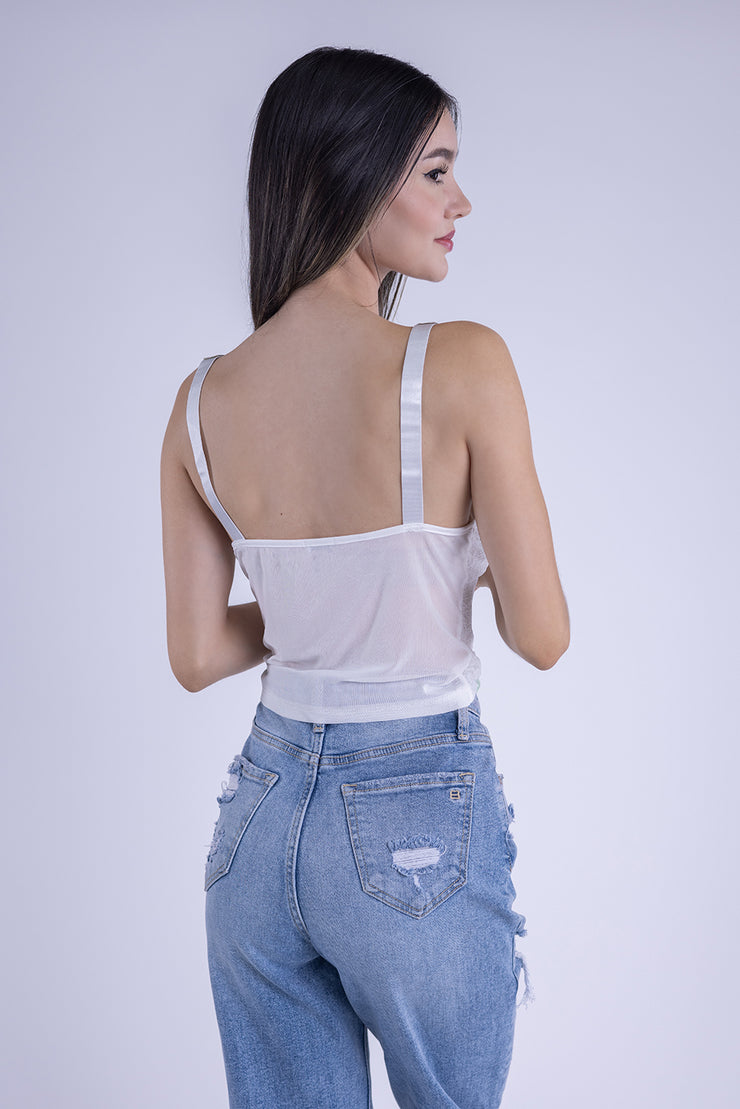 Bralet de encaje de tirantes con leyenda