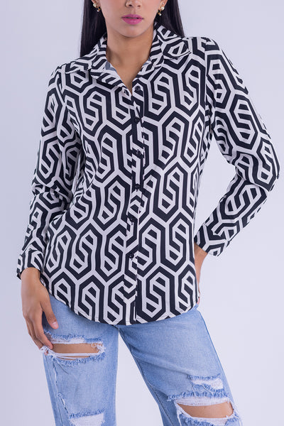 Blusa abotonada con octagonos