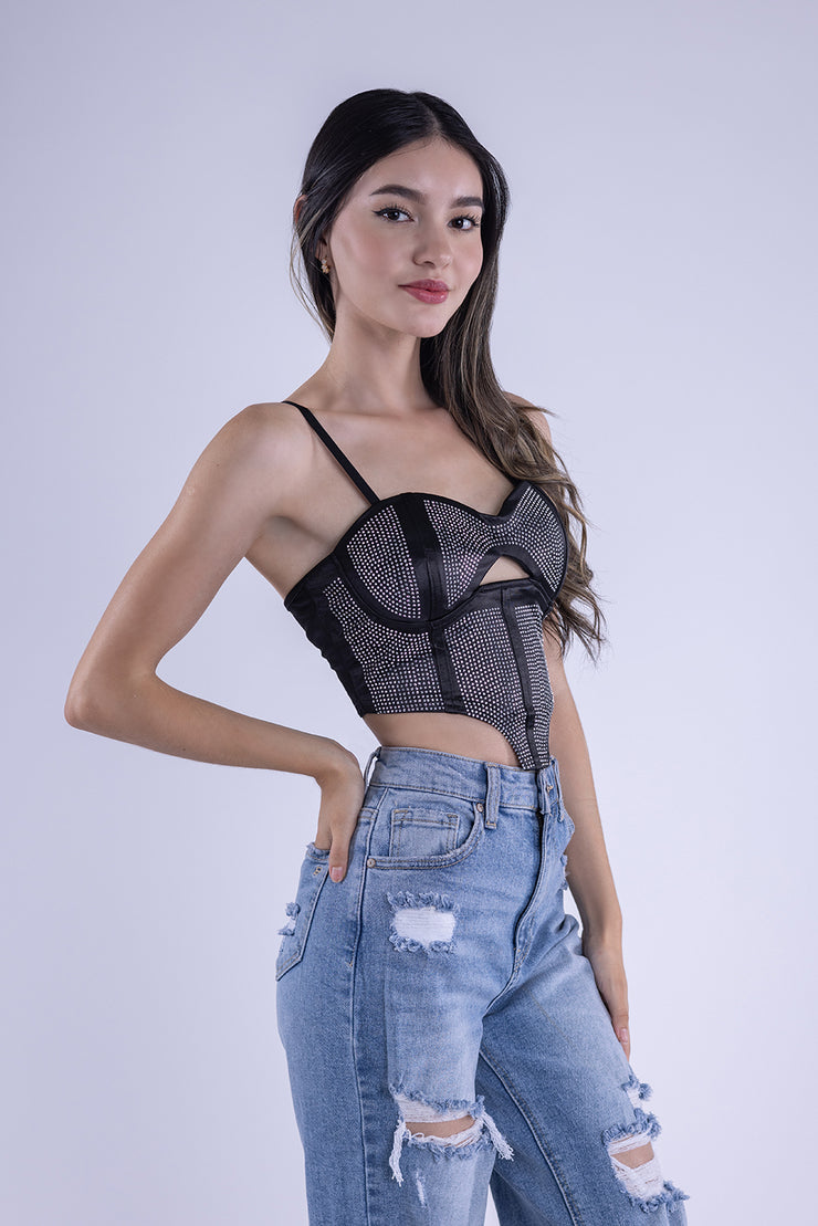Bralet con aplicaciones de estoperoles