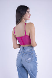 Bralet azul con encaje de flores