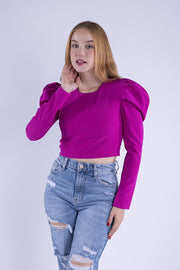 Crop top plisada al hombro