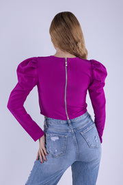 Crop top plisada al hombro