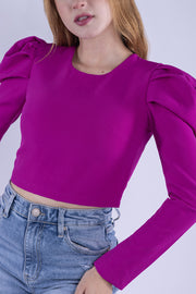 Crop top plisada al hombro