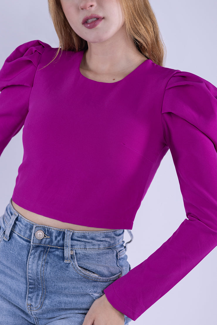 Crop top plisada al hombro