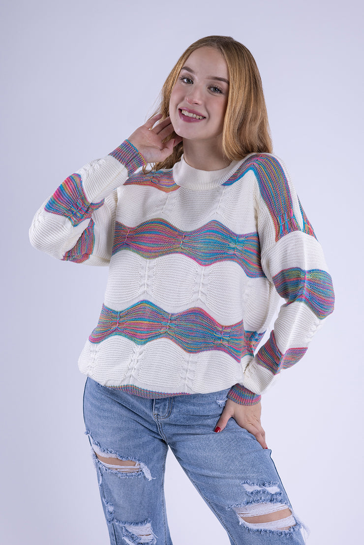 Suéter con ondulado arcoiris oversize