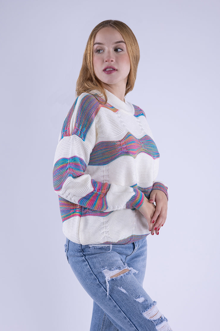 Suéter con ondulado arcoiris oversize