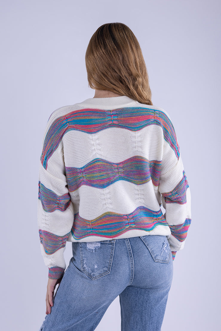 Suéter con ondulado arcoiris oversize