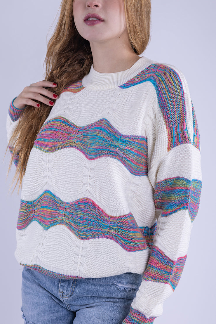 Suéter con ondulado arcoiris oversize