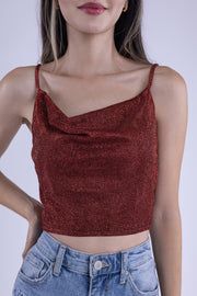 Top rojo con destellos