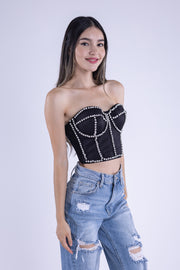 Bralet fiusha con aplicaciones de cristales en copas