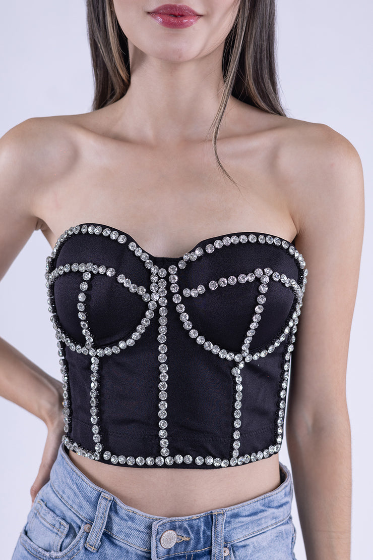 Bralet fiusha con aplicaciones de cristales en copas