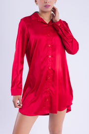 Blusa larga satinada tipo oversize