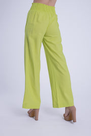 Pantalón verde estilo manta con elástico en cintura