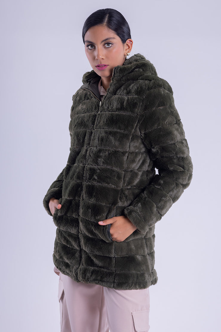 Chamarra con peluche de doble vista
