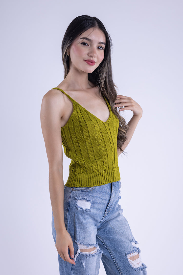 Top tejido de trenzas