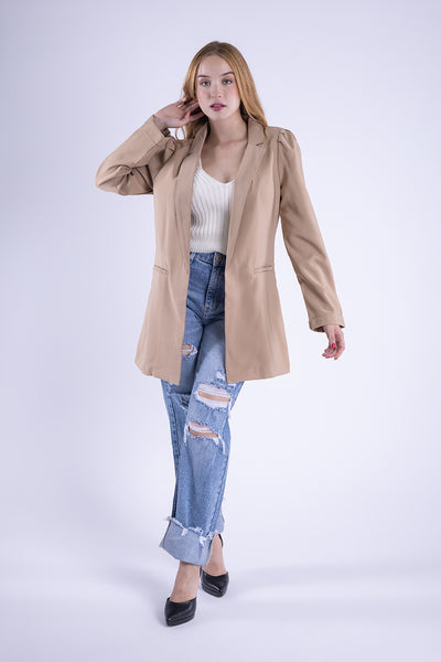 Saco beige abierto largo