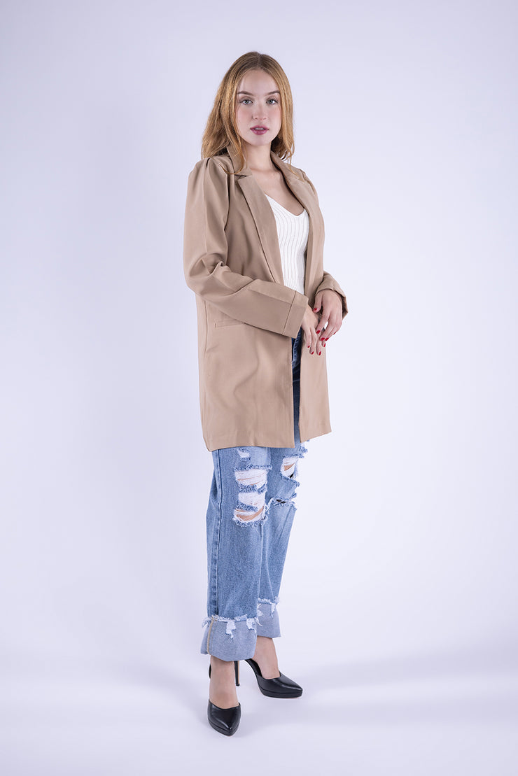 Saco beige abierto largo