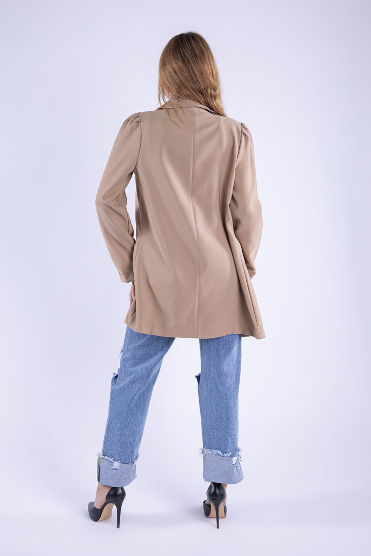 Saco beige abierto largo