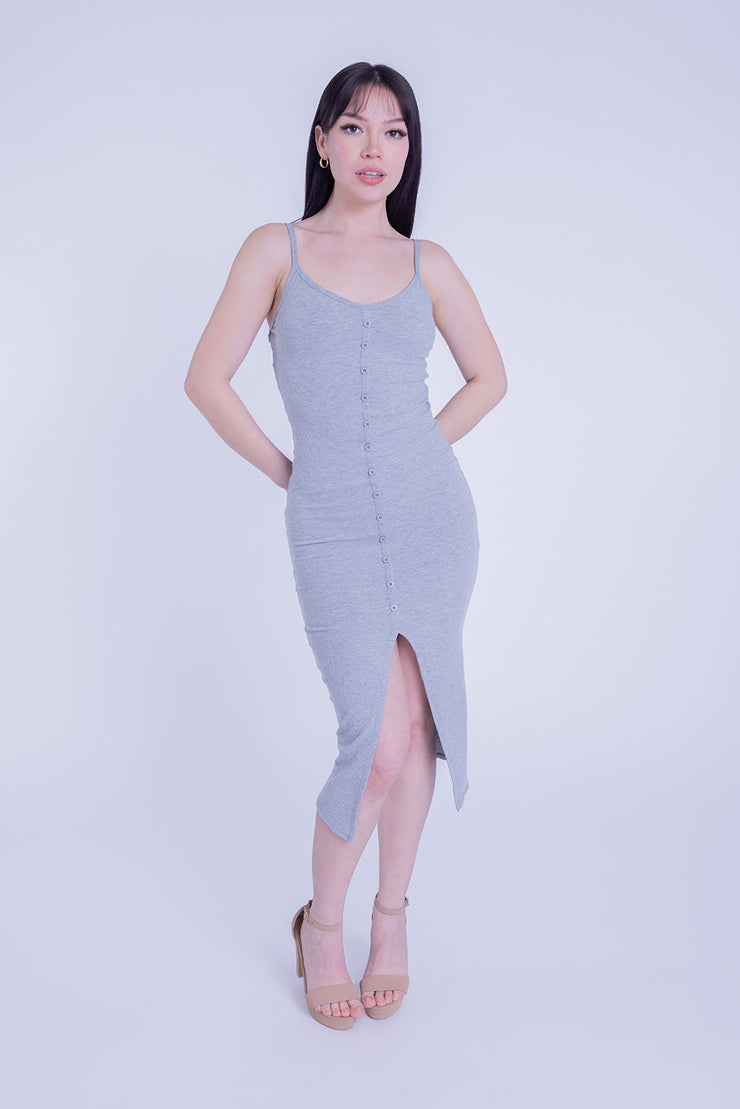 Vestido gris entallado