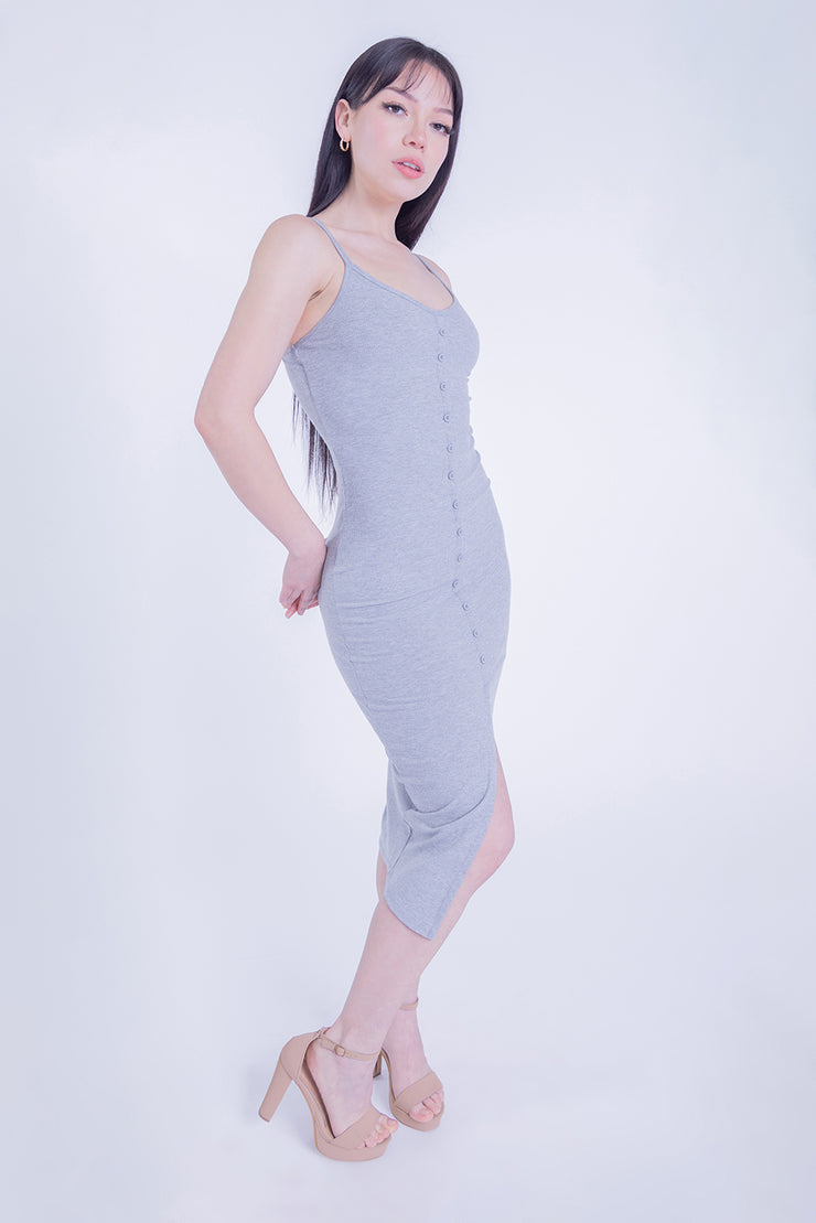 Vestido gris entallado