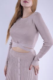 Conjunto beige tipo tela de suéter