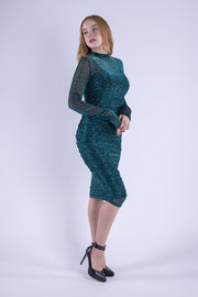 Vestido verde de destellos tipo animal print
