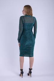 Vestido verde de destellos tipo animal print