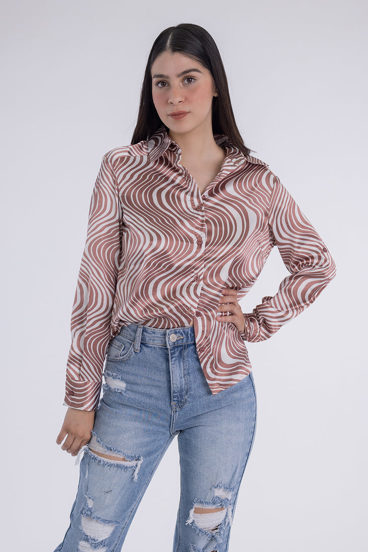 Blusa de ondas satinada