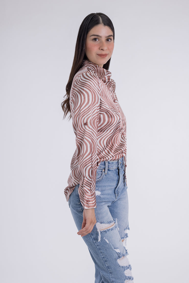 Blusa de ondas satinada