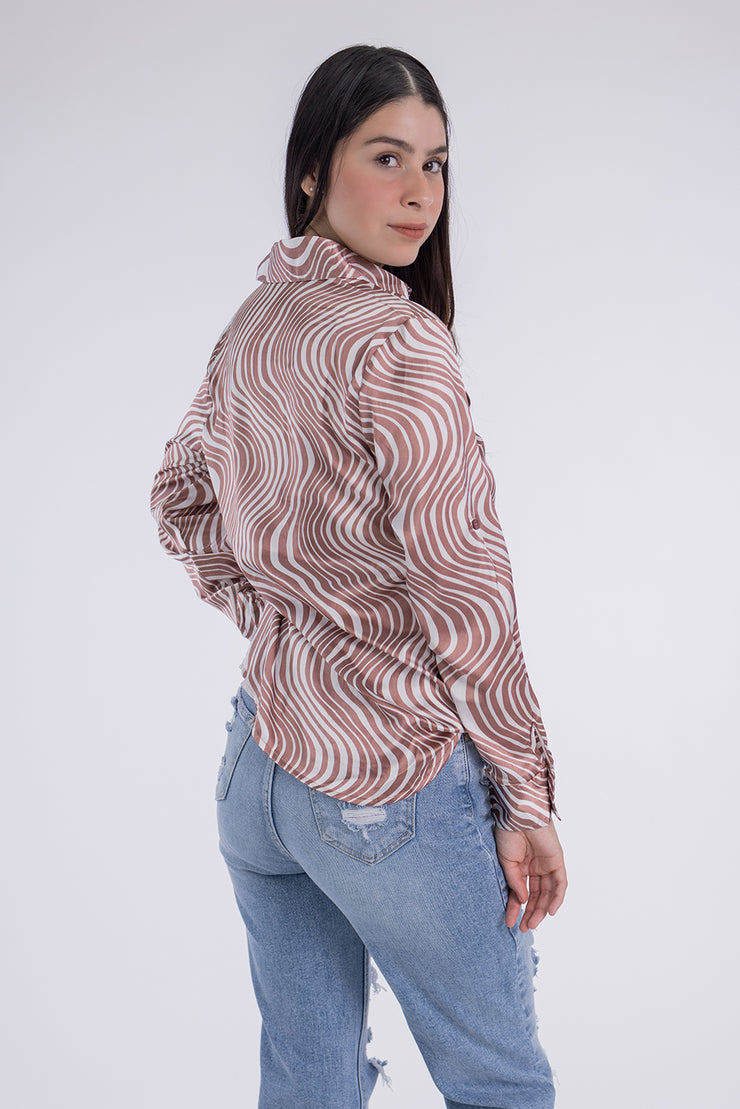 Blusa de ondas satinada