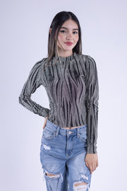Blusa con destellos y rayas