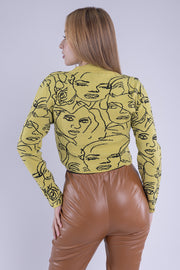 Suéter estampado de rostros