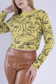 Suéter estampado de rostros