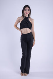 Conjunto negro brilloso de dos piezas