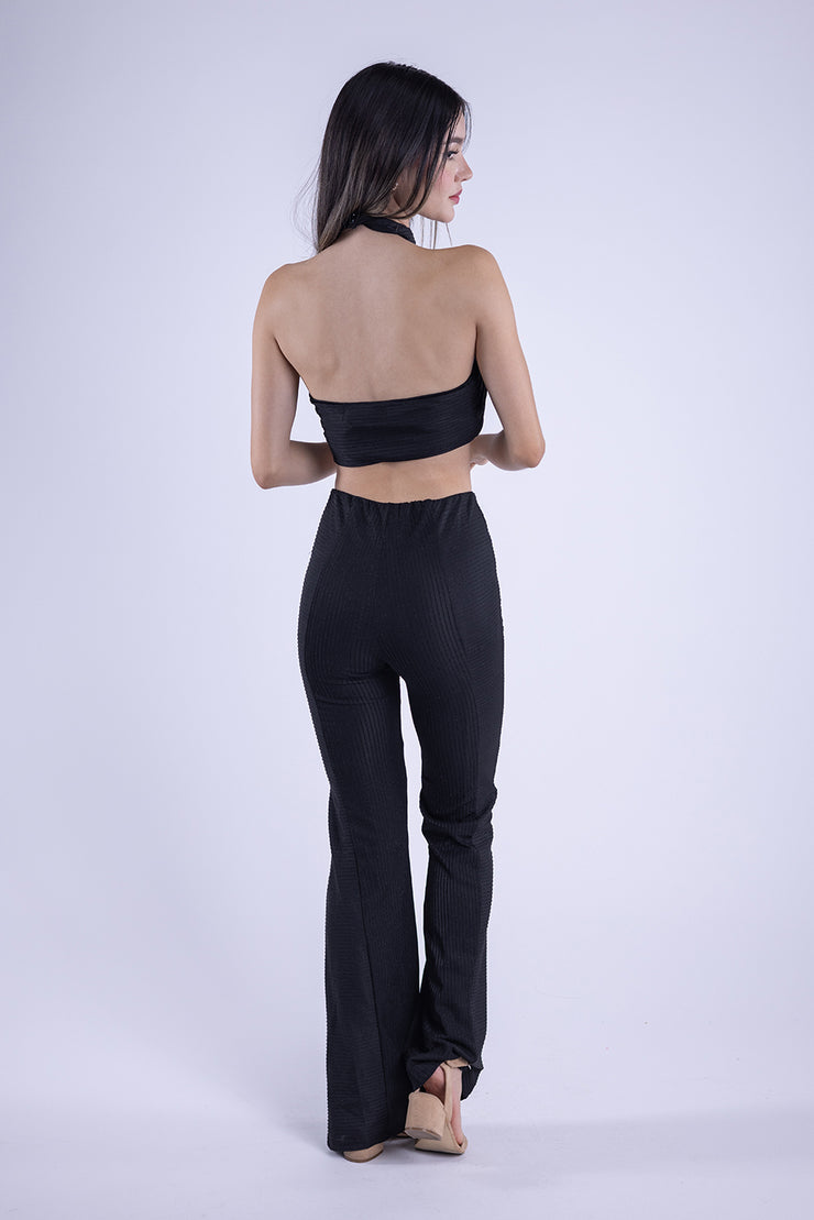 Conjunto negro brilloso de dos piezas