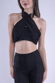 Conjunto negro brilloso de dos piezas