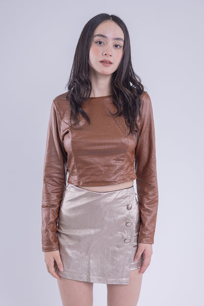 Blusa de manga de vini piel