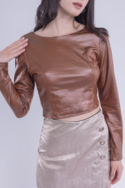 Blusa de manga de vini piel