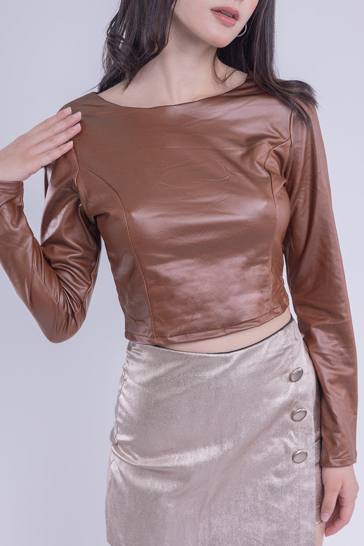 Blusa de manga de vini piel