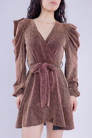 Vestido brilloso con manga floffy