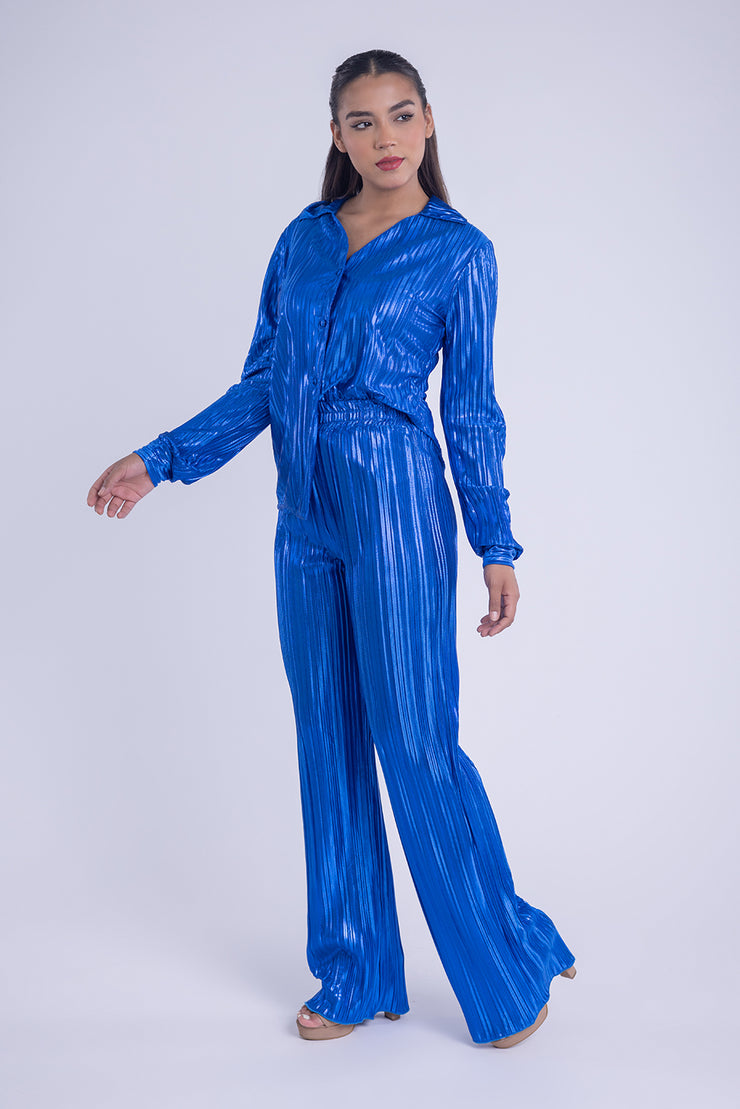 Conjunto satinado brillante de dos piezas