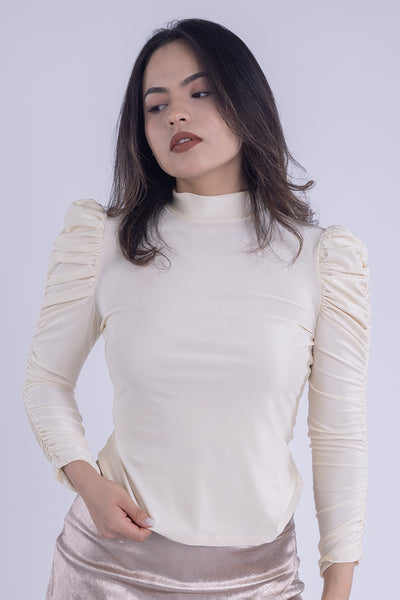 Blusa efecto brillo manga fluffy