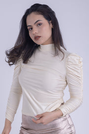 Blusa efecto brillo manga fluffy
