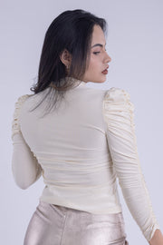 Blusa efecto brillo manga fluffy
