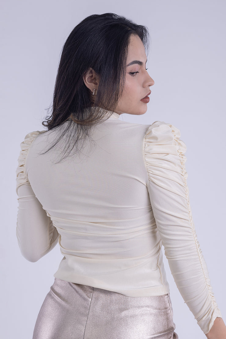 Blusa efecto brillo manga fluffy