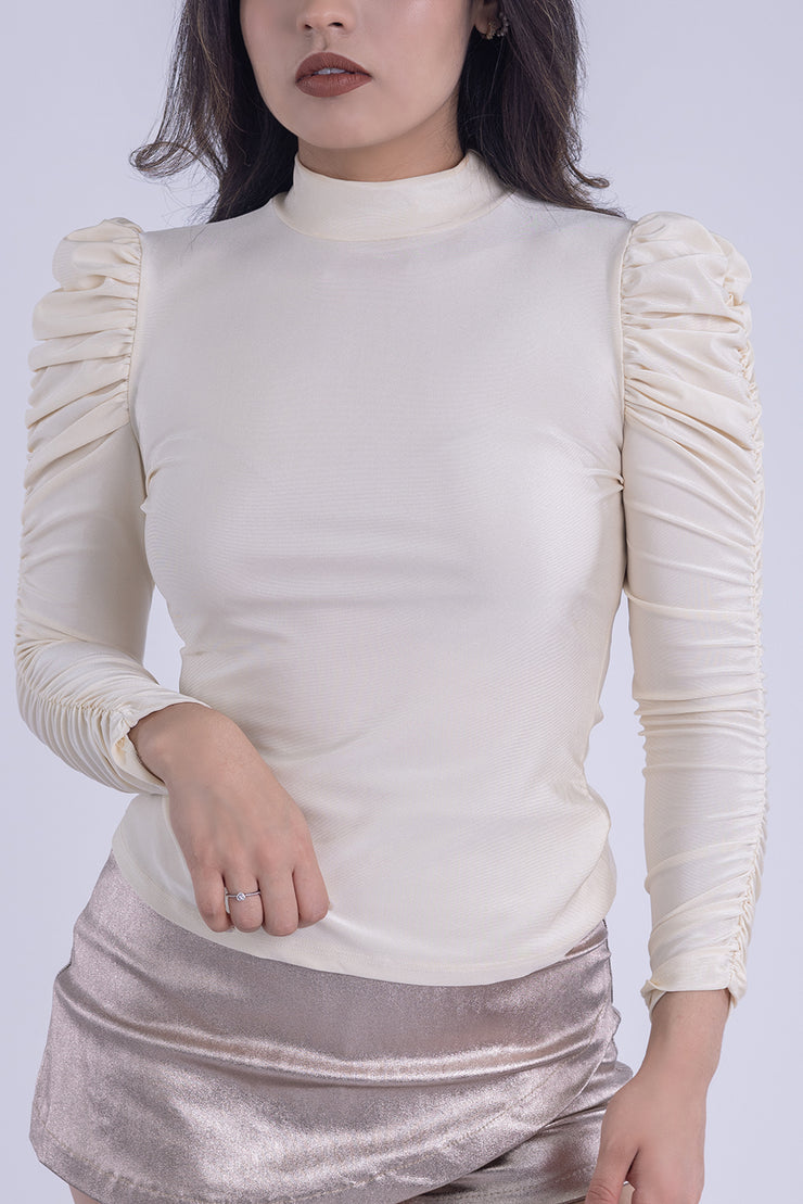 Blusa efecto brillo manga fluffy