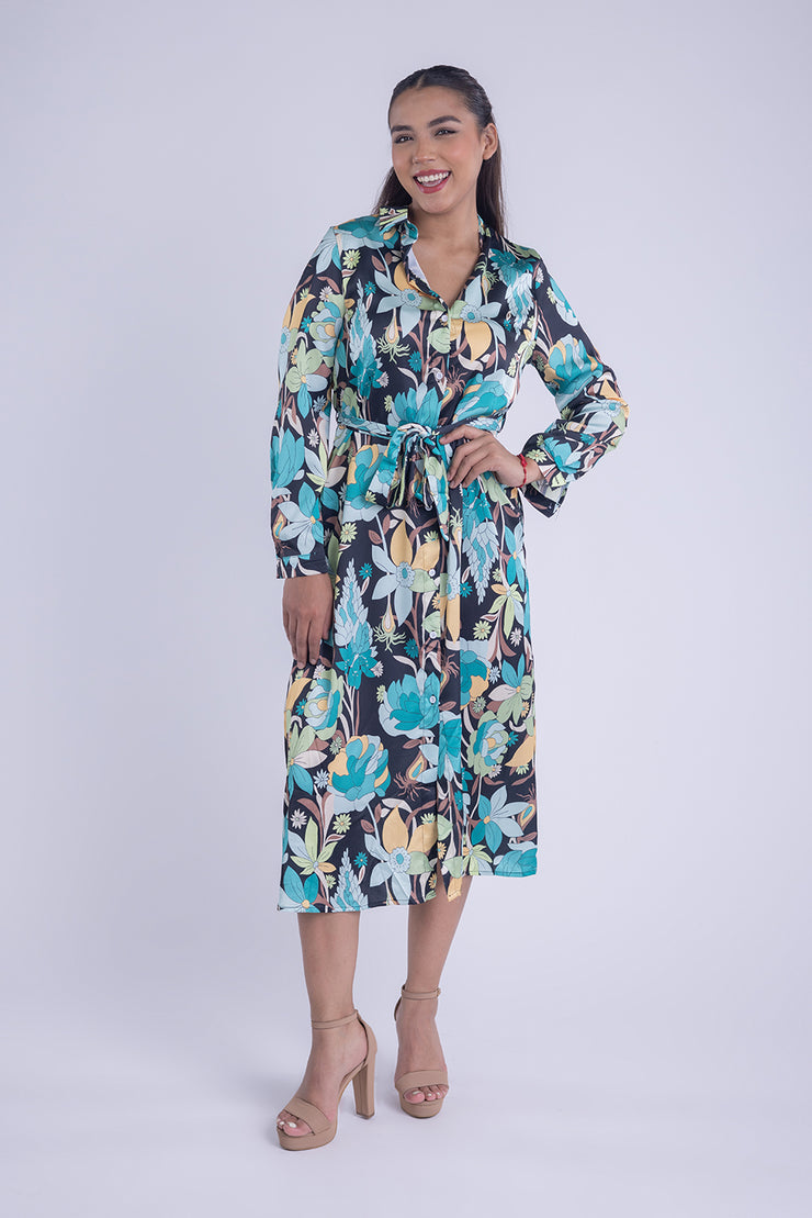 Vestido floreado largo